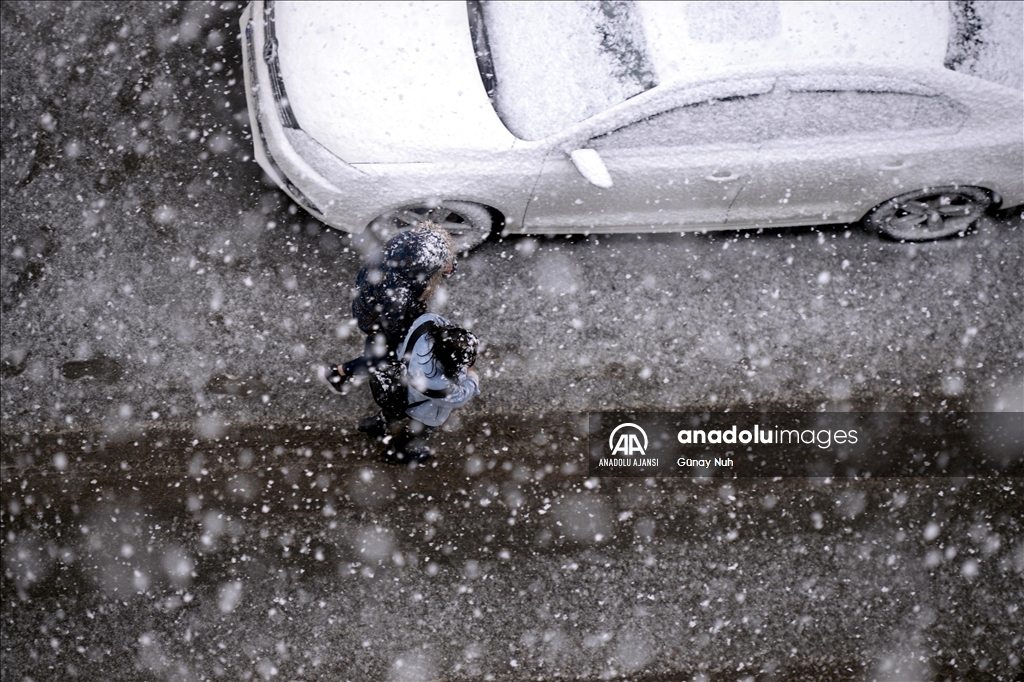 Ardahan'da lapa lapa yağan kar, kışı aratmadı