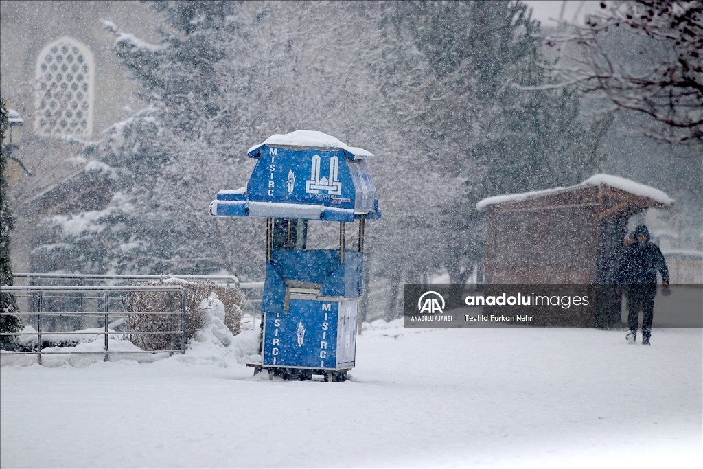 Erzurum'da kar yağışı etkisini sürdürüyor