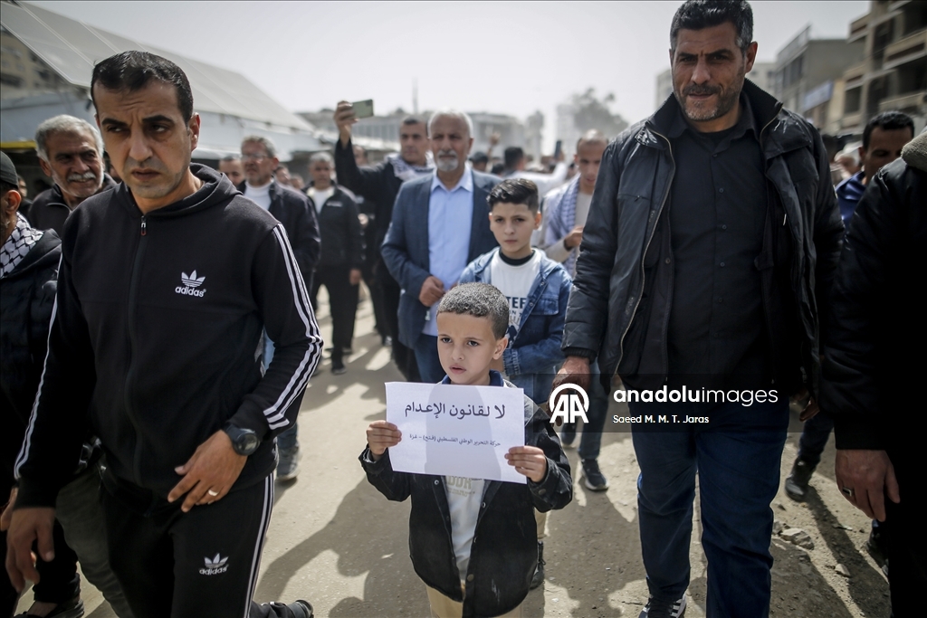 Protest held in Gaza against Israel’s death penalty law targeting Palestinian prisoners