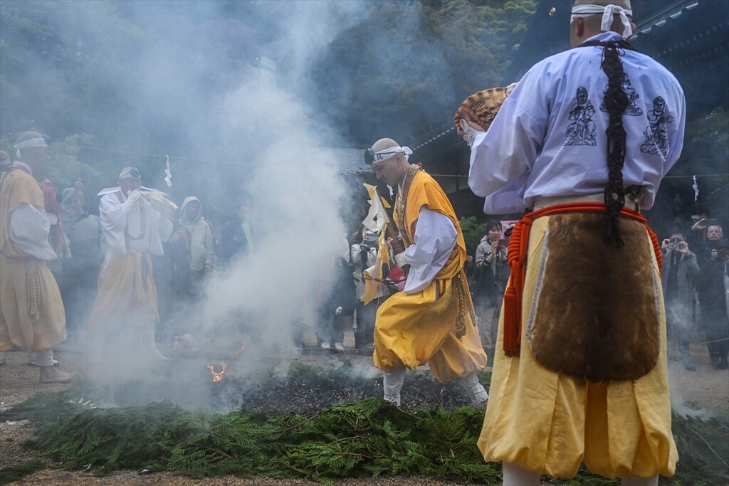 Buddhist monks perform ancient fire-walking ritual on Miyajima Island