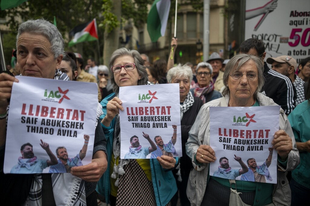 Around 500 rally in Barcelona demanding release of Global Sumud Flotilla activists