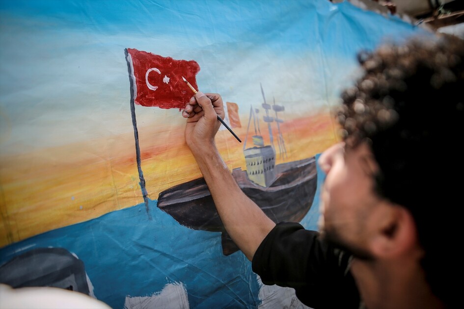 Gazze’de sanatçılardan Küresel Sumud Filosu’na destek