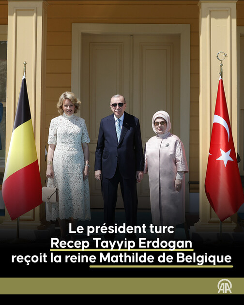 Le président turc Recep Tayyip Erdogan reçoit la reine Mathilde de Belgique.