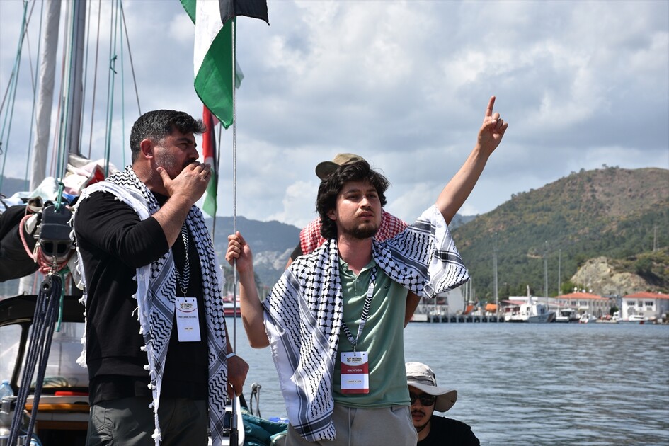 Küresel Sumud Filosu Gazze'ye gitmek üzere Marmaris'ten demir aldı
