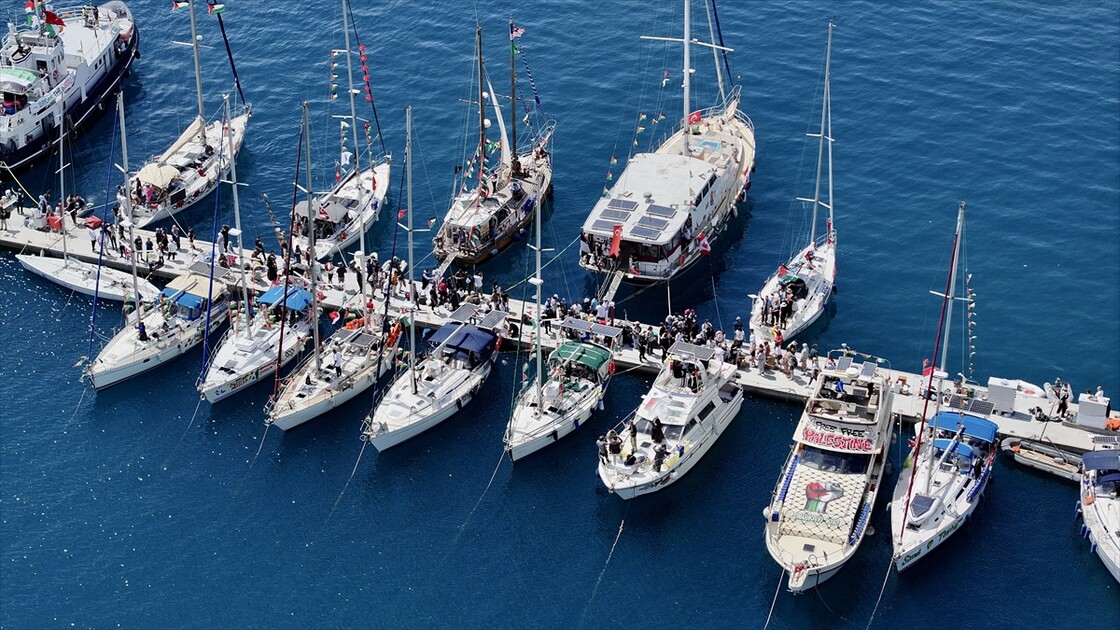 Küresel Sumud Filosu Gazze'ye gitmek üzere Marmaris'ten demir aldı