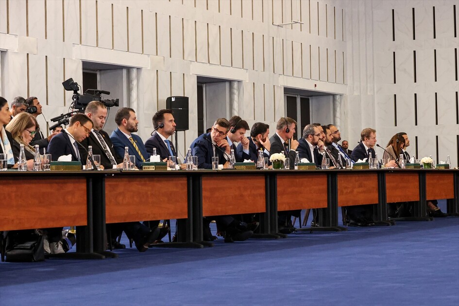 Syrian President Ahmed Shara and French President Emmanuel Macron address Syria-France Economic Forum in Damascus