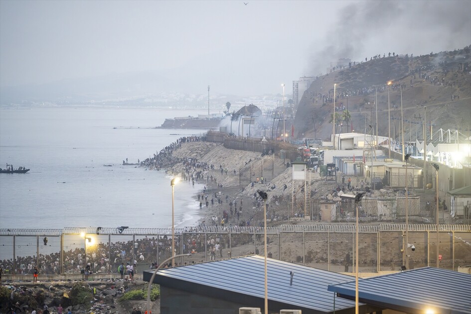 Migrants arrive on shore after attempting sea crossing to Ceuta from Morocco