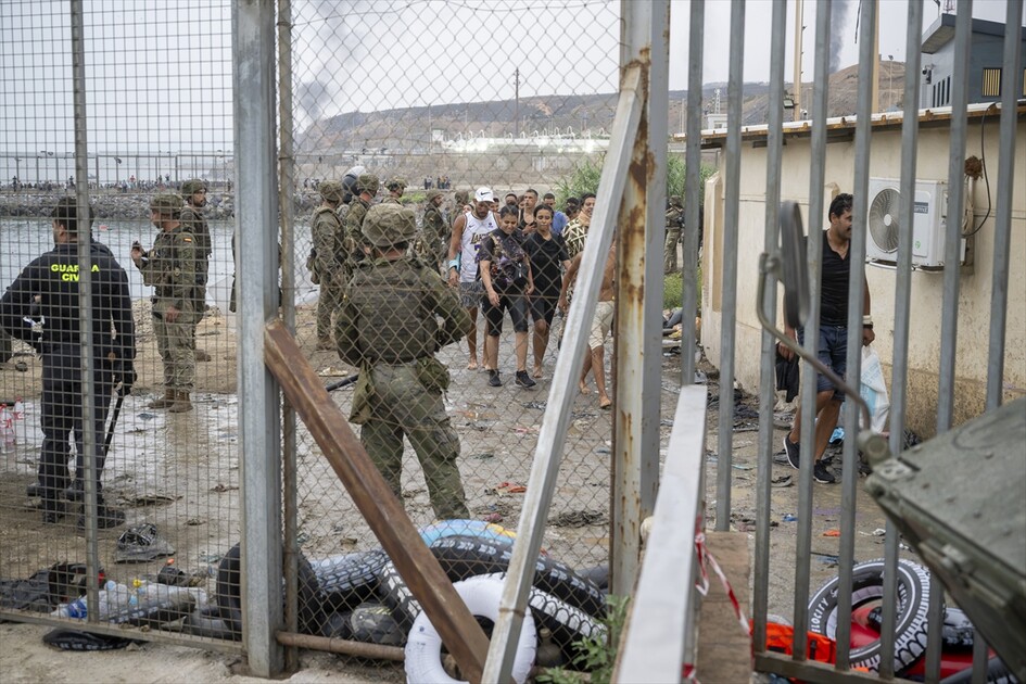 Migrants arrive on shore after attempting sea crossing to Ceuta from Morocco