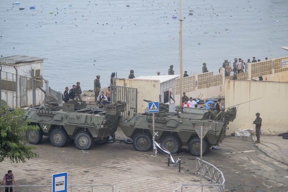Migrants arrive on shore after attempting sea crossing to Ceuta from Morocco