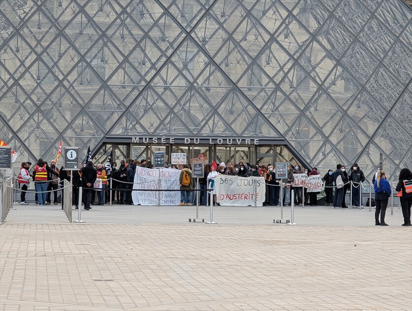 Protesters block Louvre entrances in support of nationwide student movement in Paris