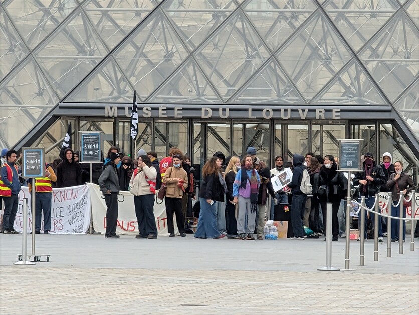 Protesters block Louvre entrances in support of nationwide student movement in Paris