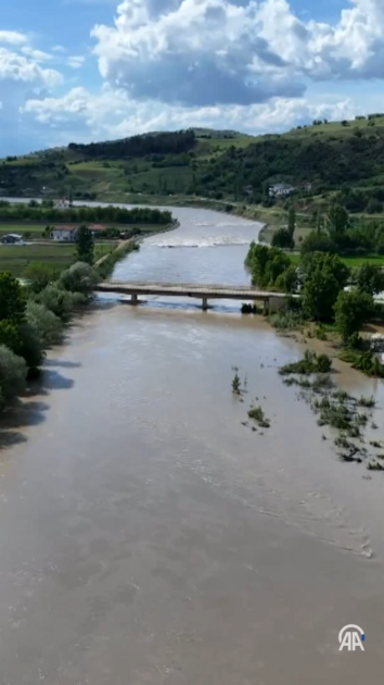 Tokat'ın Erbaa ilçesinde taşkın nedeniyle tarım alanlarını su bastı