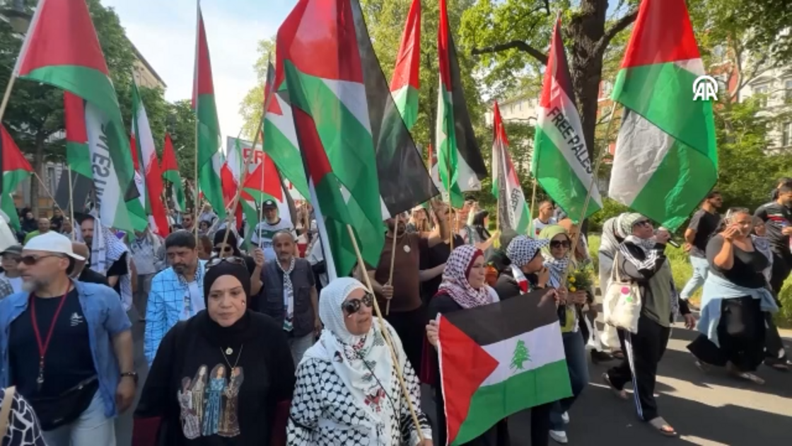 مظاهرة في برلين دعماً لفلسطين ورفضاً لتسليح إسرائيل